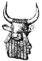 Голова быка с арфы из царской гробницы Ура. Филадельфия. Музей университета 