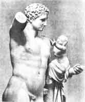 Пракситель. Гермес с Дионисом. Фрагмент. Середина IV в. до н. э. Олимпия. Музей