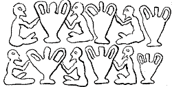 Гончары за работой. Оттиск на глине эламской печати из Суз. Начало III тысячелетия до н.э.
