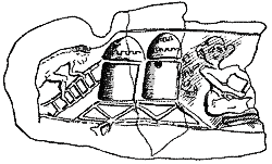 Загрузка амбара зерном. Оттиск на глине эламской печати из Суз. Начало III тысячелетия до н.э.