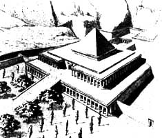Храм Ментухетепа III в Дер эль-Бахри. XI династия. Реконструкция.