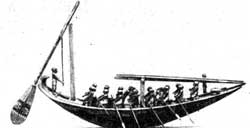 Лодка с гребцами. Деревянная модель. XII династия, Из предметов заупокойного культа.