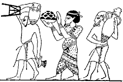 Дань ханаанеев фараону. Египетская роспись. XV в. до н. э.