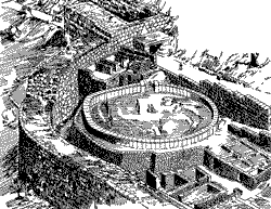Укрепления и погребения в Микенах. Середина II тысячелетия до н. э. Частичная реконструкция. 