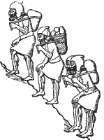 Пленные жители Палестины на строительстве дворца в Ассирии.
С ассирийского рельефа начала VII в. до н. э.