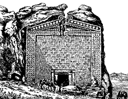 Фригийская скальная гробница, имитирующая фасад жилого дома (так называемая «Могила Мидаса»). VIII—VII вв. до н. э. 
