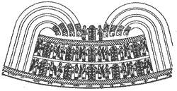Изображение священных деревьев и божеств на шлеме царя Аргишти I. VIII в. до и. э. 