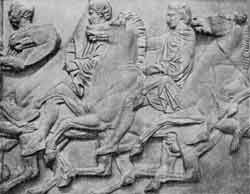 Афинские всадники. Деталь скульптурного фриза Парфенона. Вторая половина V  в. до н. э. Молмор.