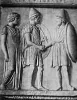 Афинские воины. Надгробие конца V в. до н. э. Мрамор.