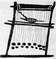 Ткацкий станок. Изображение     на чернифигурном сосуде из Беотии. IV в. до н. э.