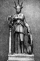 Афина. Скульптура Фидия.  Вторая  половина  V в. до н. э. Уменьшенная римская копия. Мрамор.