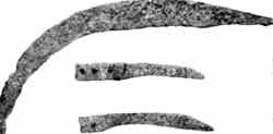 Железные изделия из Каменского городища под Никополем: серп и ножи. IV - III вв. до н. э.