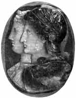 Камея с изображением Птолемея II и Арсинои. Работа эллинистического времени. Многослойный сардоникс.