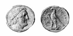 Серебряная  монета Птолемеев: Птолемея I Сотерз (305-283 гг. до н. э.);