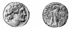 Серебряная  монета Птолемеев: Птолемея X (Александра II) (80 г. до н. э.);