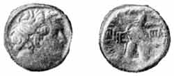 Серебряная  монета Птолемеев: Птолемея XIII (47-44 гг. до н. э.).