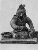 Сучильщица шерсти. Глиняная  статуэтка   из   ханьских погребений (провинция Хэбэй).