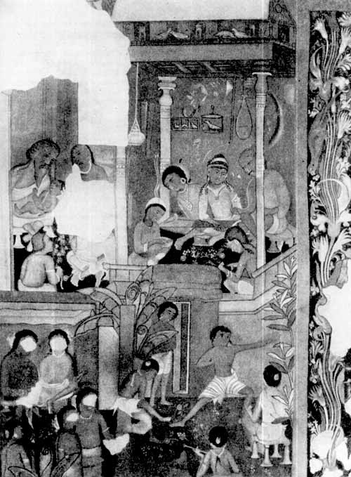 Юность Будды. Фреска из пещеры в Аджанте (штат Хайдерабад). Около  500 г. н. э.