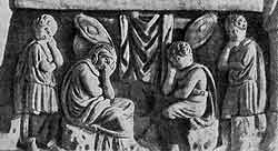 Изображение пленных германцев на римском саркофаге. III в. н. э. мрамор.