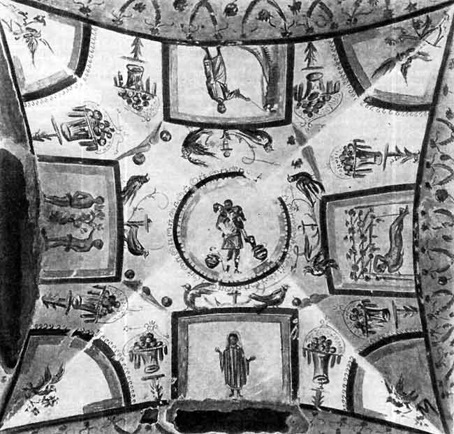 Роспись свода катакомб Санта-Пьетро и Марселлиио в Риме. Первая половина IV в. н.э.