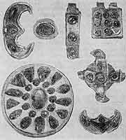 Золотые    украшения   с   сердоликовыми   вставками   из могильника Рутха   (Северная Осетия) IV—V вв. н. э.