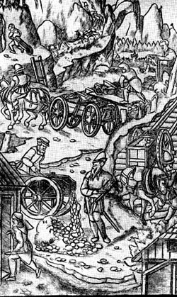 Промывка руды. Гравюра из книги Г. Агриколы О металлах. 1556 г.