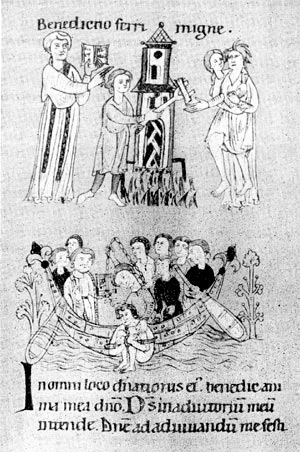 Испытание железом и водой. Миниатюра из средневековой рукописи. XI в. (?)