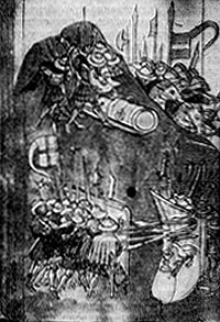 Битва гуситов с 'крестоносцами'. Миниатюра из немецкой рукописи 1450 г.