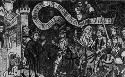 Встреча Жанны д'Арк и дофина Карла. Вышивка на ковре (XV в.) 