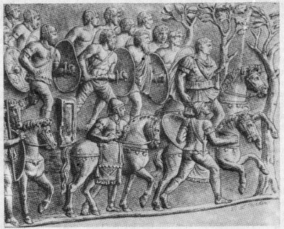 Германские телохранители римского императора. Рельеф на колонне императора Траяна в Риме