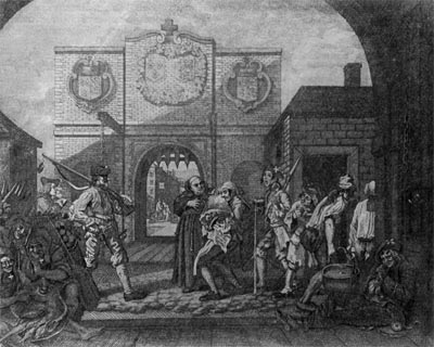 'Ростбиф старой Англии, или ворота Кале'. Сатира на феодальную Францию. В. Хогарт. 1749 г.