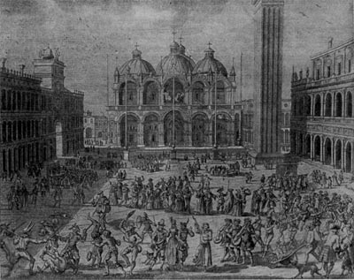 Карнавал в Венеции. Гравюра 1757 г.