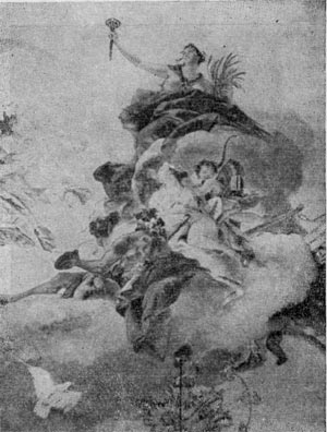 Венера, Бахус и Церера. Фрагмент фресковой росписи плафона дворца. Вюрцбург. Д. Тьеполо. 1750-е годы