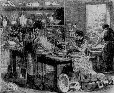 Изготовление фарфора на Севрском заводе. Гравюра. 1845 г.