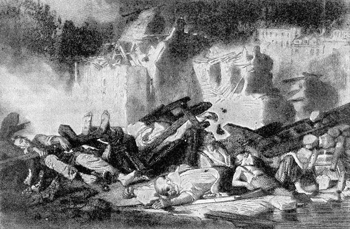 Подавление восстания в Лионе в апреле 1834 г. Рисунок Ф. О. Жанрона.