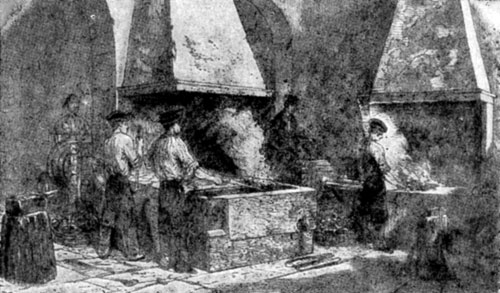Производство холодного оружия в Толедо. Гравюра. 1853 г.
