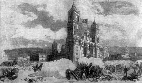 Захват Мехико американскими войсками 15 сентября 1847 г. Гравюра 1847 г.