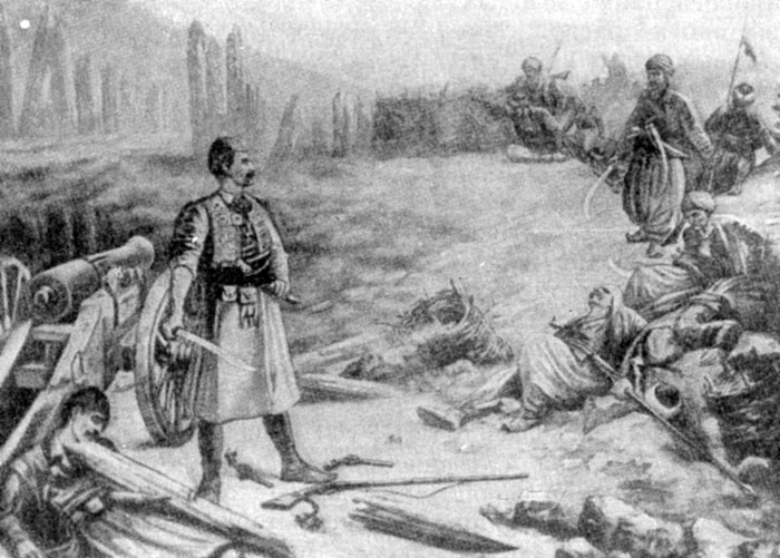Сербское восстание 1815 г. Битва на реке Любиче. Рисунок.