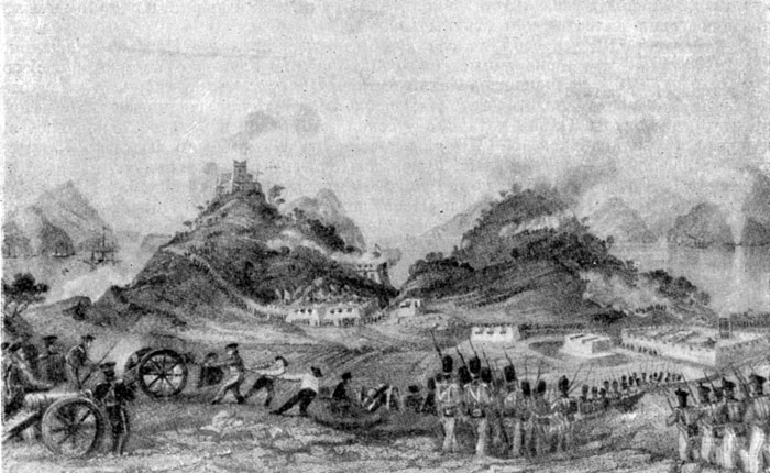 Штурм крепости чумпи под Гуанчжоу. гравюра Г. Эдларда по рисунку Т. Аллома.