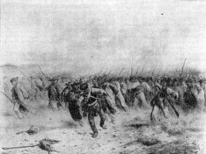 Венгерский ландштурм в битве под Прессбургом 30 октября 1848 г. Литография Петтенкоффена.