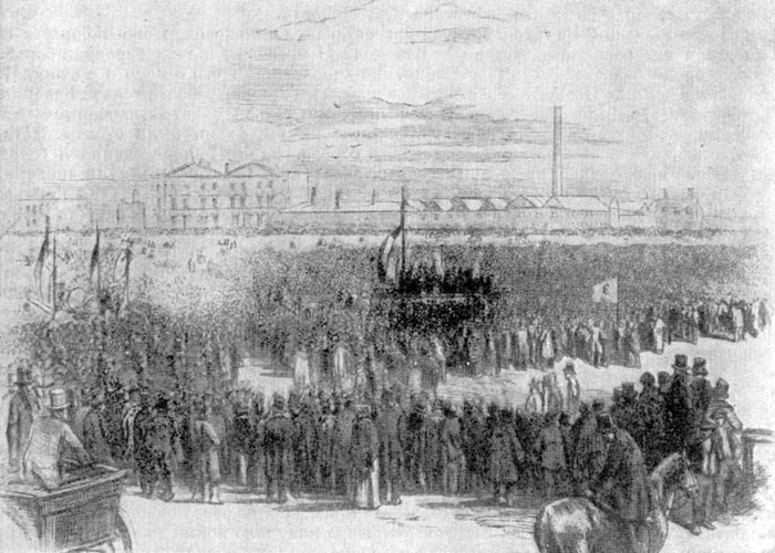 Чартистская демонстрация 10 апреля 1848 г. Гравюра по дагерротипу.