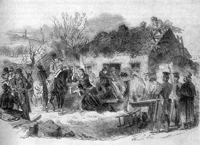 Выселение мелкого арендатора в Ирландии. Гравюра 1848 г.