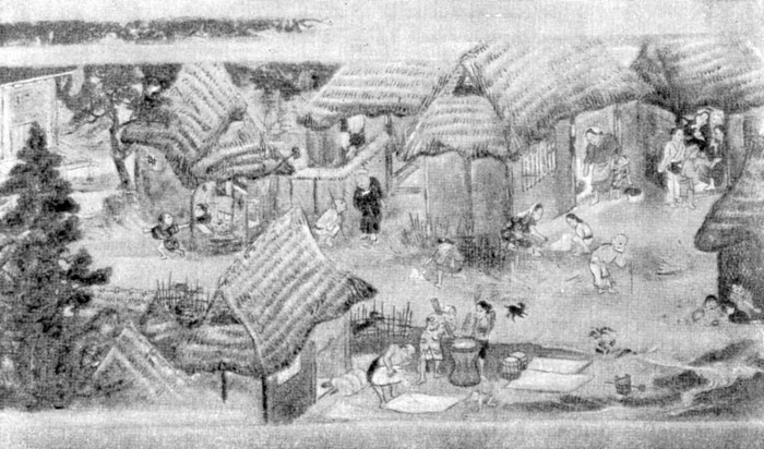 Японская деревня. Рисунок середины XIX в.