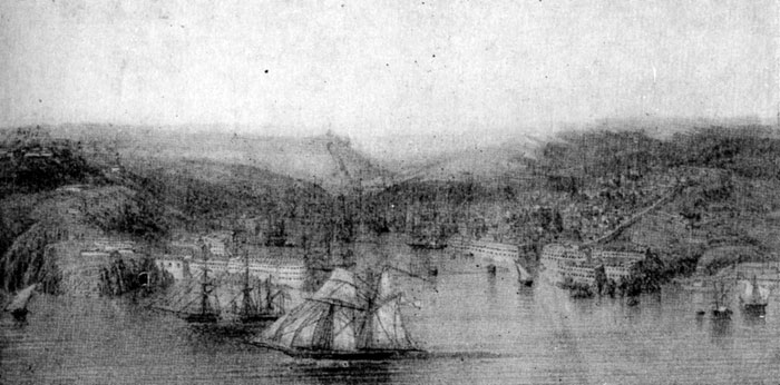 Вид береговых укреплений Севастополя. Литография середины XIX в.