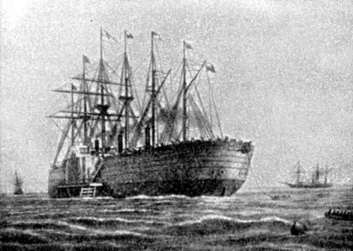 Океанский пароход 'Грейт Истерн'. Гравюра 1865 г.