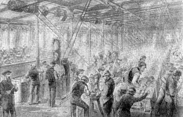 Производство оружия в Вулвиче (Англия). Гравюра 1862 г.