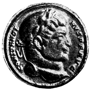 Золотая монета императора Константина I (306-337 гг.).  Майнц. Римско-германский центральный музей