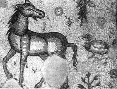 Конь. Мозаика Мартирия Селевкии. Антиохия. VI в.