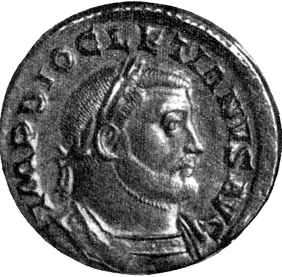 Бронзовая монета императора Диоклетиана (284-305 гг.) Майнц. Римско-германский центральный музей.
