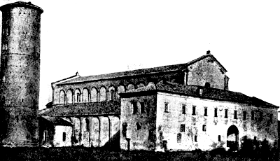 Церковь Сант-Аполлинаре ИН  клессе в Равенне. Внешний вид. VI в. 